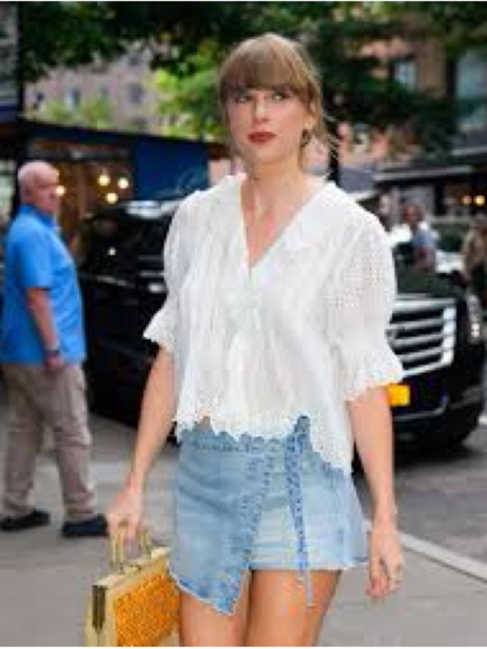 We The Free Denim Wrap Mini Skirt in Blue aso Taylor swift - Picture 12 of 13
